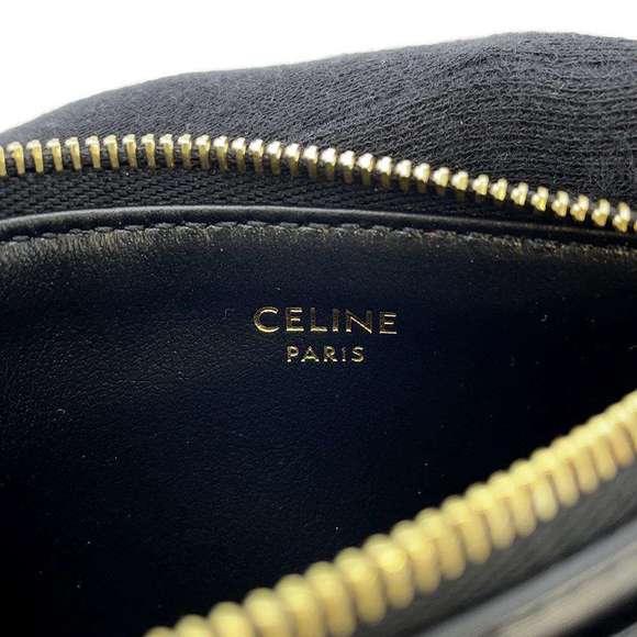 Celine Card Case Cuir Triomphe Shiny Calfskin Wallet Black - Picture 6 of 8